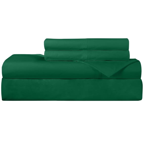 ROYALE LINENS 300 Thread Count 100% Long Staple Combed Cotton Sheet Set - 4 Piece King Bed Sheets - 1 Fitted, 1 Flat & 2 Pillow Cases - Soft Cool & Crisp Sheet Set (King, Hunter Green)