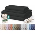 thumbnail image 1 of ROYALE LINENS 100% Organic Cotton Full Sheet Set - 16" Deep Pocket Bed Sheets - Eco Friendly Black Bed Sheets - Sábanas Full - 1 Flat, 1 Fitted & 2 Pillowcases - Black Sheet Set - Cotton Bedding Sets, 1 of 9
