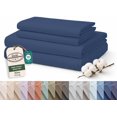 thumbnail image 1 of ROYALE LINENS 100% Organic Cotton King Sheet Set - 16" Deep Pocket Bed Sheets - Eco Friendly Navy Bed Sheets - Sábanas King - 1 Flat, 1 Fitted & 2 Pillowcases - Navy Sheet Set - Cotton Bedding Sets, 1 of 9