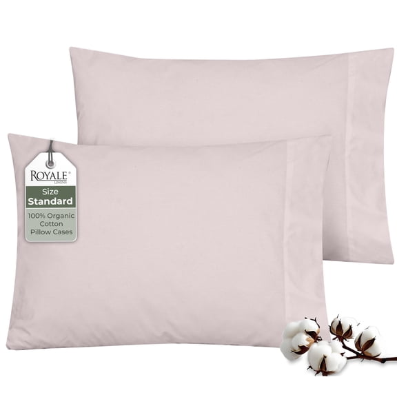 ROYALE LINENS 100% Organic Cotton Percale Pillowcases Set of 2 - Standard Size Percale Pillowcase - Standard Set of 2 Pillow Cover - Breathable, Cool & Crisp Pillow Cases (20"x26", Lavender)