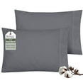 thumbnail image 1 of ROYALE LINENS 200 Thread Count 100% Long Staple Combed Cotton Pillowcases Set of 2 - Ultra Soft - Standard Bed Pillow Cover - 20"x26" - Breathable, Cool & Crisp Percale White (Std, Charcoal), 1 of 8