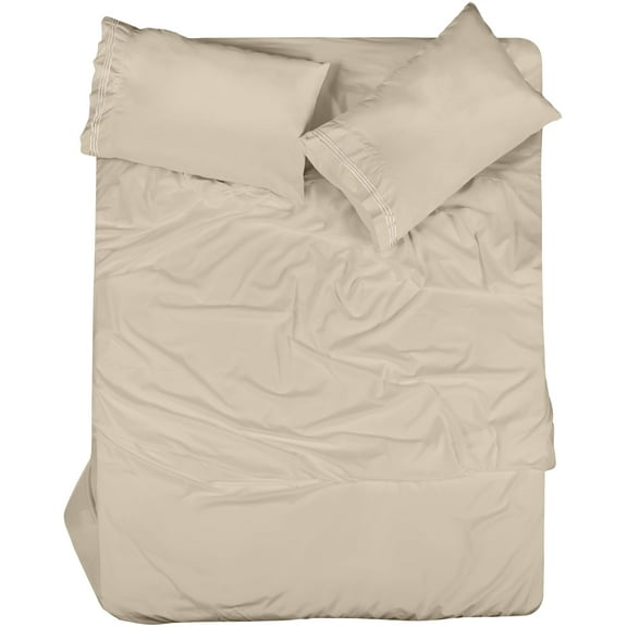 ROYALE LINENS - 3 Piece Twin XL Bed Sheet - Soft Brushed Microfiber 1800 Bedding Set - 1 Fitted Sheet, 1 Flat Sheet, 1 Pillow Case - Wrinkle & Fade Resistant Twin XL Size Sheet Set (Twin XL, Sand)