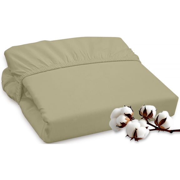 ROYALE LINENS 300 Thread Count 100% Long Staple Combed Cotton Fitted Sheet Full - Super Soft Deep Pocket Bottom Sheet - Fitted Sheets Only - Elastic Sheets (Full, Sage Green)