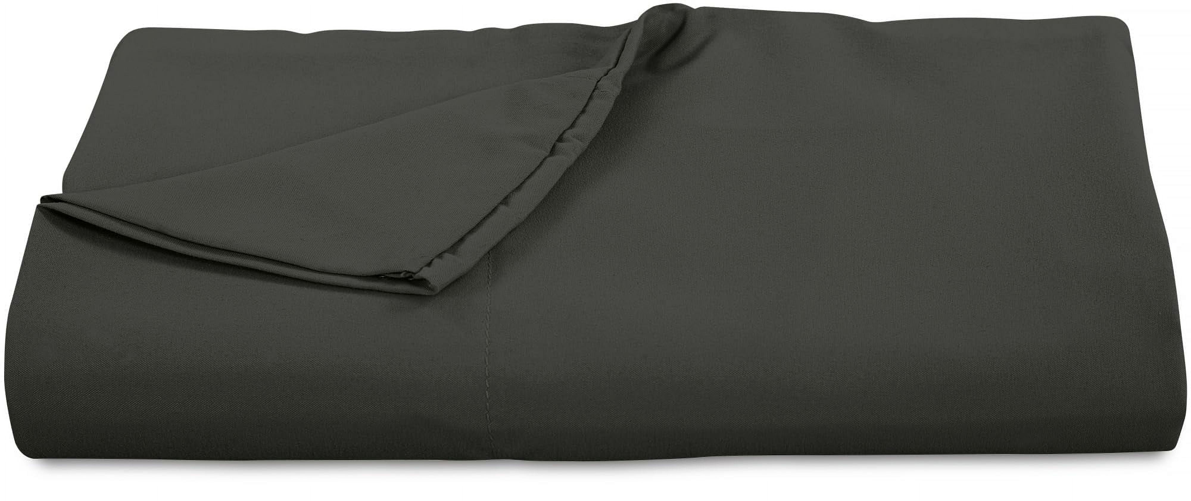 Queen Black Cotton Microfiber Flat Sheet Set