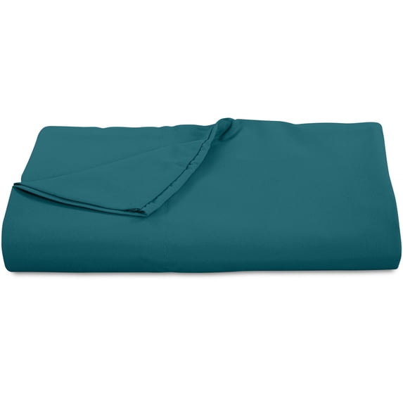 ROYALE LINENS 300 Thread Count 100% Long Staple Combed Cotton Flat Sheet - Super Soft - Top Sheet - Queen Flat Sheet Sold Separately - Breathable, Cool & Crisp Percale Flat Sheet Only (Queen, Teal)