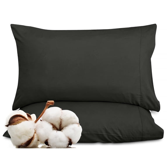 ROYALE LINENS Black Pillowcase Set, King Bed Pillow Cover, 20"x40", Double Brushed Microfiber, Soft & Cozy, Envelope Closure, Pack of 2 (King, Black)
