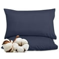 thumbnail image 1 of ROYALE LINENS 300 Thread Count 100% Long Staple Combed Cotton Pillowcases Set of 2 - Ultra Soft - Queen Bed Pillow Cover - 20"x30" - Breathable, Cool & Crisp Percale Navy Pillow Cases (Queen, Navy), 1 of 10