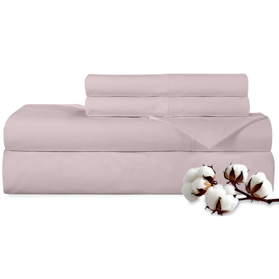 ROYALE LINENS 300 Thread Count 100% Long Staple Combed Cotton Sheet Set - 4 Piece Full Bed Sheets - 1 Fitted, 1 Flat, 2 Pillow Cases -Soft Cool & Crisp Sheet Set (Full, Lavender)