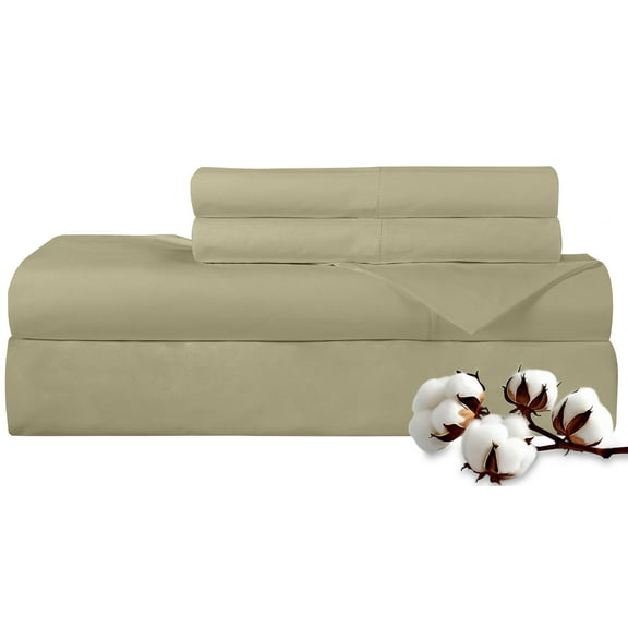 ROYALE LINENS 300 Thread Count 100% Long Staple Combed Cotton Sheet Set - 4 Piece King Bed Sheets - 1 Fitted, 1 Flat & 2 Pillow Cases - Soft Cool & Crisp Sheet Set (King, Sage Green)