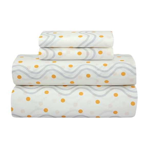 ROYALE LINENS 300 Thread Count 100% Long Staple Combed Cotton Sheet Set - 4 Piece Queen Bed Sheets - 1 Fitted, 1 Flat & 2 Pillow Cases - Soft Cool & Crisp Sheet Set (Queen, Waves)
