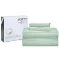 thumbnail image 1 of ROYALE LINENS 400 Thread Count 100% American Grown Cotton 4 Piece Sateen Queen Sheet Set - 1 Fitted Sheet, 1 Flat Sheet, 2 Pillow case - Queen Bedsheet - Cotton Sheets - (Queen, Gurli Light Green), 1 of 10