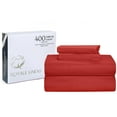 thumbnail image 1 of ROYALE LINENS 400 Thread Count 100% American Grown Cotton 4 Piece Sateen Queen Sheet Set - 1 Fitted Sheet, 1 Flat Sheet, 2 Pillow case - Red Queen Bedsheet - Cotton Sheets - (Queen, Red), 1 of 10