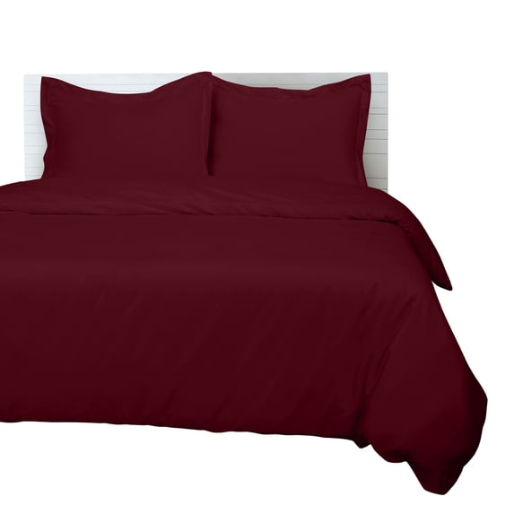 ROYALE LINENS Burgundy Duvet Cover Full Size - 3 Piece Bedding Comforter Covers - Button Closure - 1 Full Duvet Covers 80x90 inches and 2 Pillow Shams - No Comforter Included