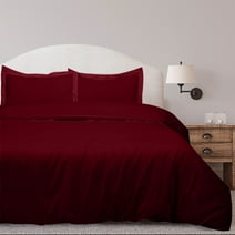 ROYALE LINENS Burgundy Duvet Cover Twin Size - Twin Duvet Cover Set - 2 Piece Double Brushed Twin Duvet Covers with Zipper Closure, 1 Twin Duvet Cover 68x90 inches and 1 Pillow Shams (Twin, Burgundy)