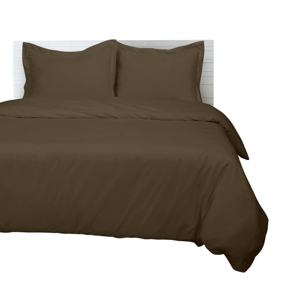 ROYALE LINENS Chocolate Duvet Cover King Size - 3 Piece Bedding Comforter Covers - Button Closure - 1 King Duvet Covers 104x90 inches and 2 Pillow Shams - No Comforter Included