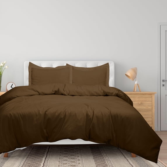 ROYALE LINENS Chocolate Duvet Cover King Size - King Duvet Cover Set - 3 Piece Double Brushed King Duvet Cover with Zipper Closure, 1 King Duvet Cover 104x90 inche and 2 Pillow Sham (King, Chocolate)