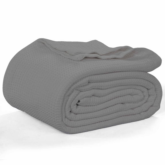 ROYALE LINENS Cotton Waffle Blanket - Breathable and Soft, Lightweight and Cozy Waffle Weave Bed Blanket for All Season (Twin, Monument)