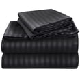 thumbnail image 1 of ROYALE LINENS 4 Piece King Sheets Set - Soft Brushed 1800 Microfiber Bedding - 1 Fitted, 1 Flat Sheet, 2 Pillow Cases - Wrinkle Free & Fade Resistant - Hotel Luxury Bed Sheets (Stripe Black, King), 1 of 10