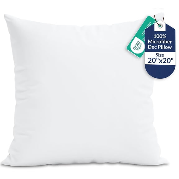 ROYALE LINENS 20 x 20 Pillow Insert - Down Alternative Throw Pillows Insert - Square Pillow Pack of 1 White - Bed & Couch Pillows - Inner Cushion for Bed, Cushion for Living Room - Shams Stuffer