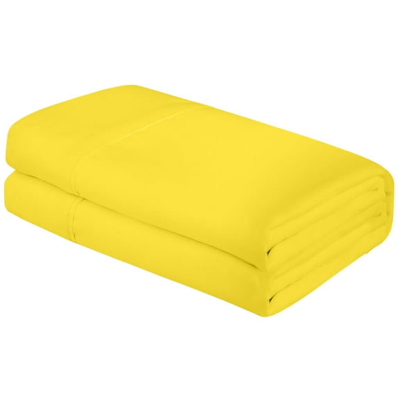 Royale Linens Twin Size Flat Sheet Only - Brushed 1800 Microfiber - Wrinkle&Stain Resistant - Hotel Quality Flat Sheet Sold Separately - Top Sheet for Bed (Twin, Yellow)
