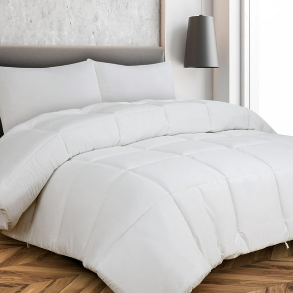 ROYALE Twin Comforter - All Season Down Alternative Bedding Comforter - Lightweight Quilted with Corner Tabs - Ultra Soft Luxury Hotel Comforter - Box Stitched Duvet Insert (Twin, White)