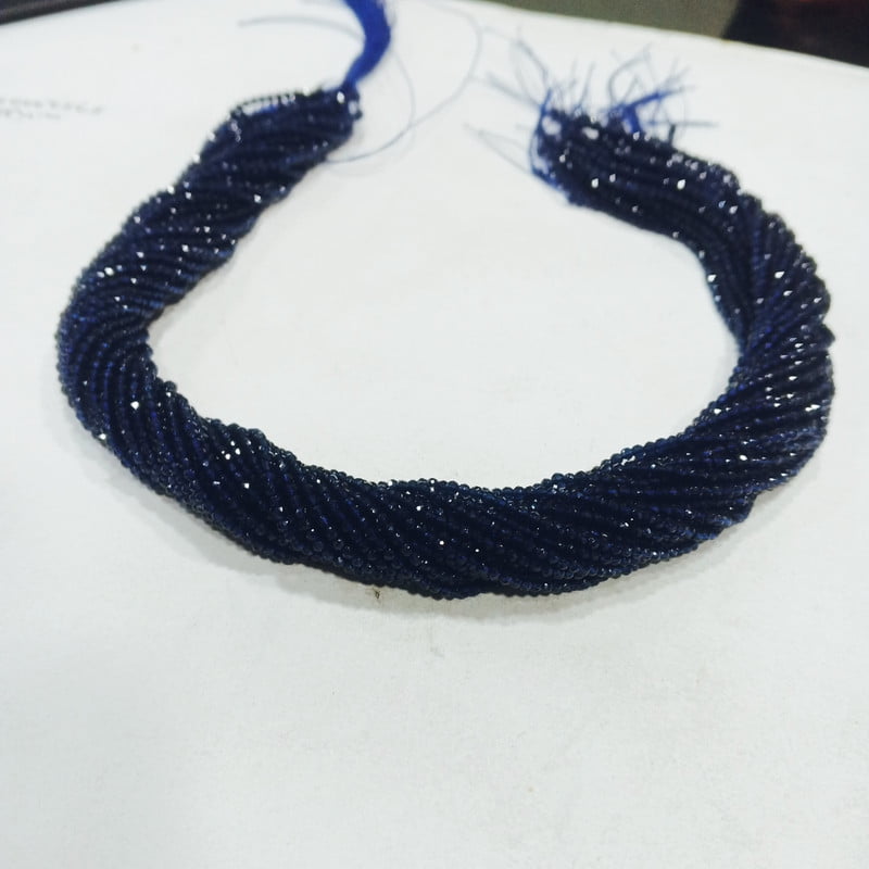 ROYALGEMSTONE Blue Sapphire rondelle Faceted Beads 17 inch Long String Crystal Glass Beads Jewelry Making Gemstone Beads