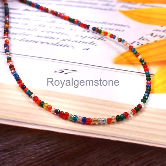 ROYALGEMSTONE NAtural Gemstone, Rainbow Rondelle Beads, Handmade Necklace,Rondelle Beads