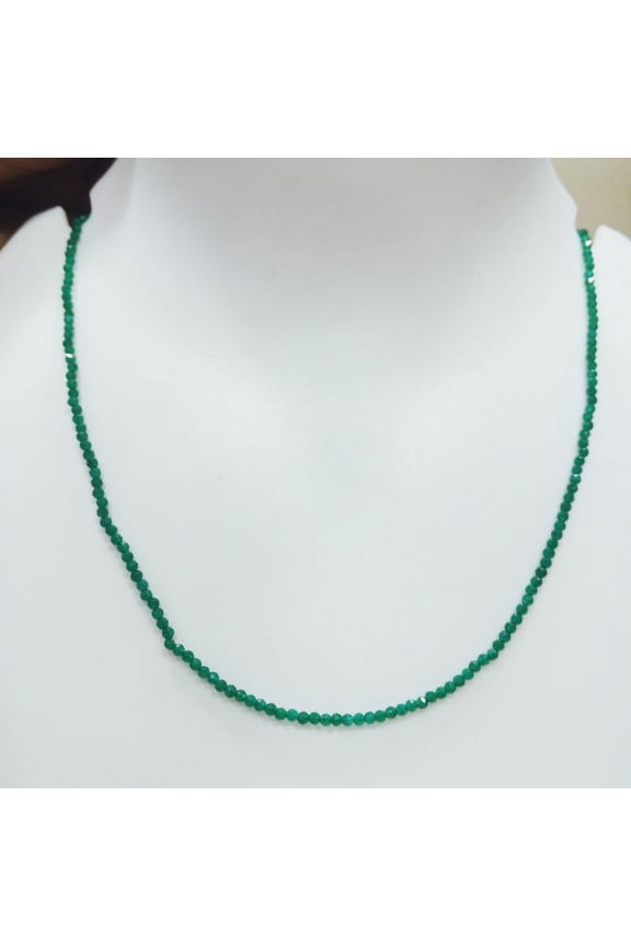 Natural Green Onyx Round Faceted 3-3.5mm Green Gemsone Loose Beads Crystal Beads