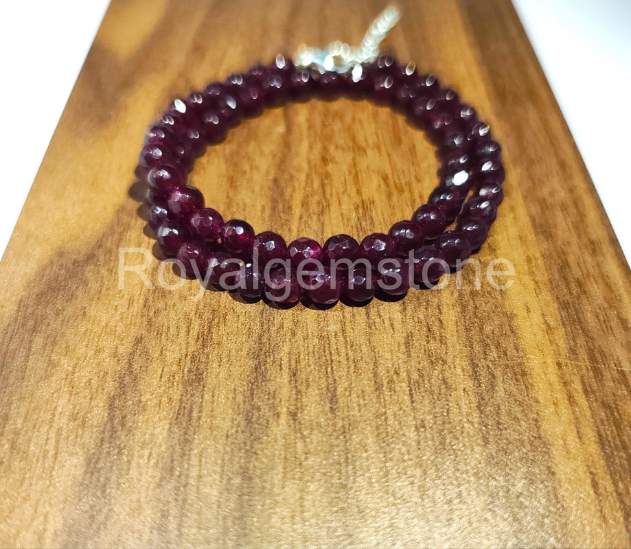 ROYALGEMSTONE Red Ruby Round Faceted Beads Gemstone Beads Red Natural Ruby Beads Jewelry Making 17 in Stand
