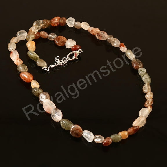 ROYALGEMSTONE Sunstone Tumble Bead Necklace Quartz Beads Pebble Chips Grade AA Genuine Natural Gemstone Beads
