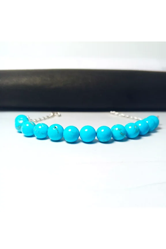 Natural Turquoise Bracelet-Crystal Beaded Bracelet, December Birthstone Bracelet