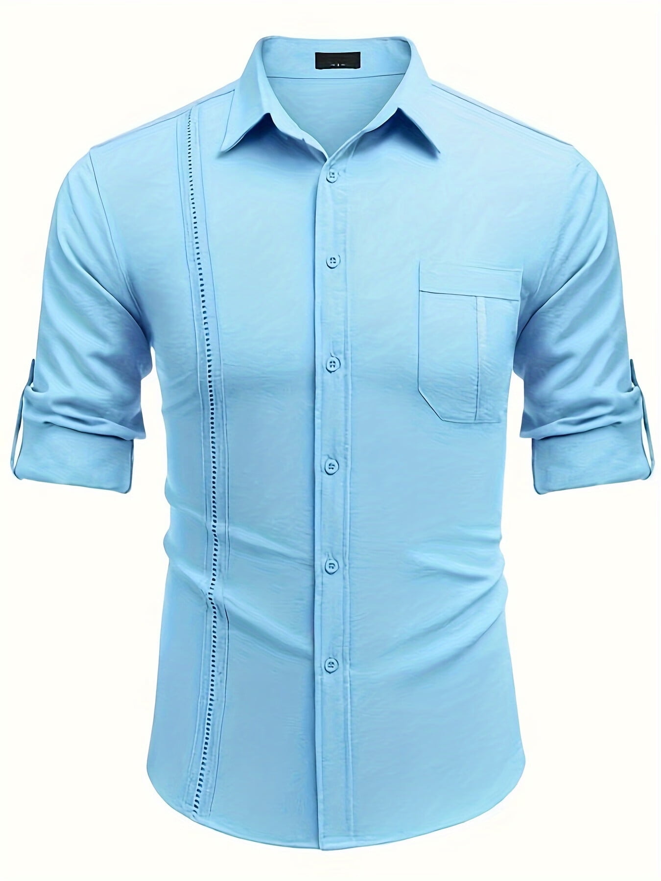 ROYAURA Mens Summer Casual Long Sleeve Cotton Linen Shirts Buttons Up ...