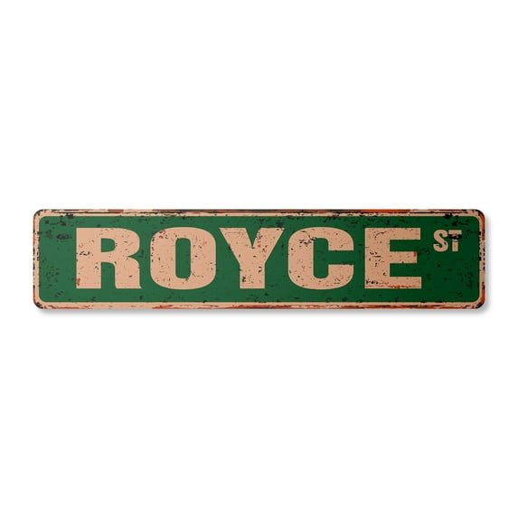 ROYCE Vintage Plastic Street Sign Childrens Name Room Sign | Indoor/Outdoor |  30" Wide