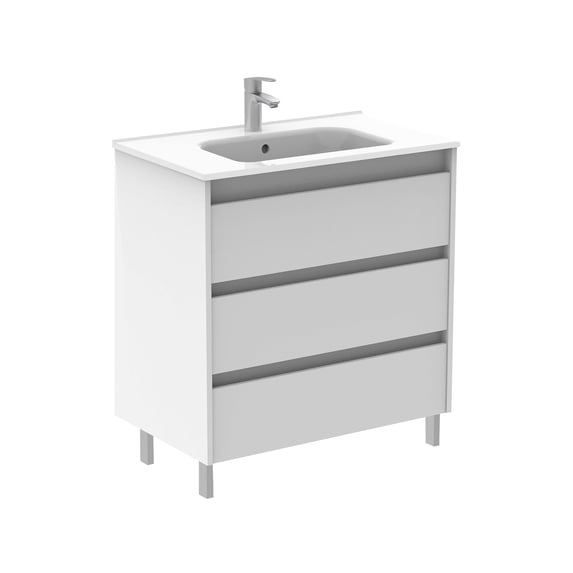 ROYO USA 32'' 3 DRAWER SANSA WHITE WITH CERAMIC TOP AND MIRROR