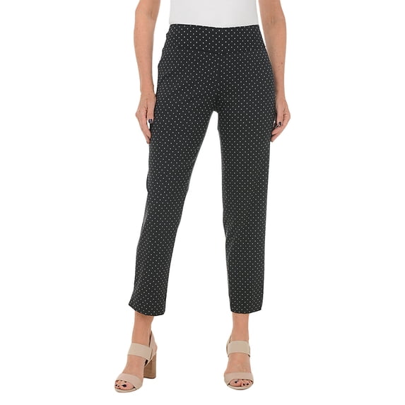 ROZ & ALI Women's Black Spandex Polka Dot Classic Fit Pants Size 16W