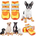 thumbnail image 1 of ROZKITCH 4PCS Dog Boots,Anti-Slip Adjustable Small Dog Shoes for Hot Pavement Hardwood Floors Winter Snow Hiking with Reflective Straps,YellowOrange,#1, 1 of 9