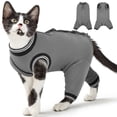 thumbnail image 1 of ROZKITCH Soft Cat Recovery Suit, Elastic Cat Onesie after Surgery, Rear Leg and Abdomen Wound Protection, Cat Cone Collar Alternative, Gray, L, 1 of 9
