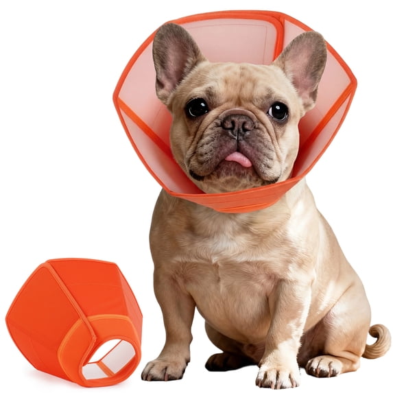 ROZKITCH Dog Cone Collar Stop Licking,Adjustable Elizabethan Cone for Dog After Surgery,Anti-Licking Pet Recovery Collar for Medium Dogs,Orange,M
