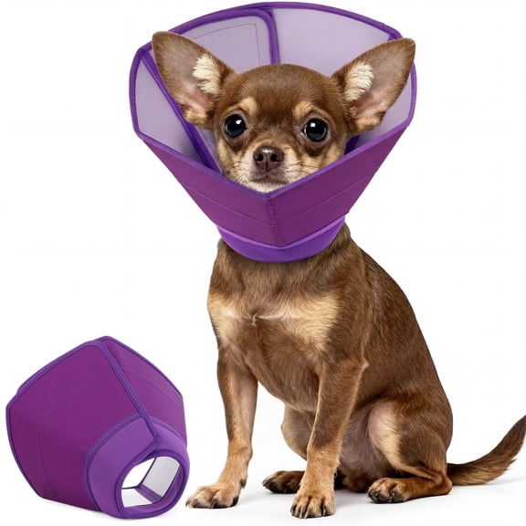 ROZKITCH Dog Cone Collar Stop Licking,Adjustable Elizabethan Cone for Dog After Surgery,Anti-Licking Pet Recovery Collar for Small Dogs,Purple,S