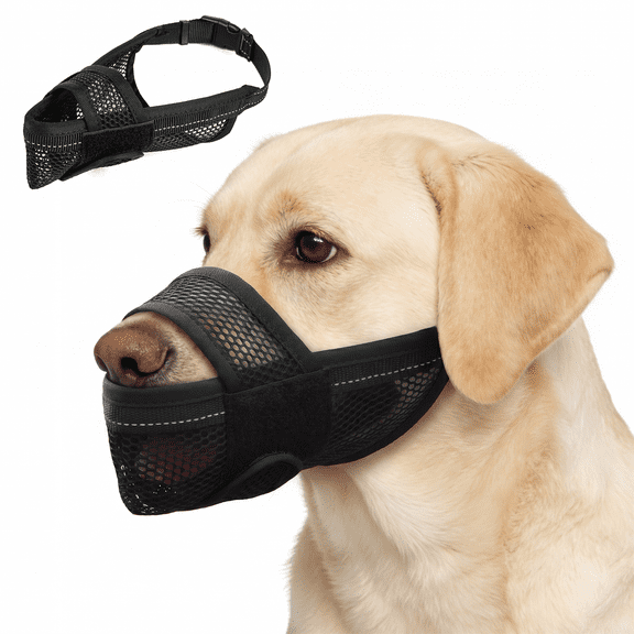 ROZKITCH Dog Muzzle Soft Breathable Drinkable Nylon Muzzles for Small Dogs Adjustable Open-front Dog Mouth Guard Anti Biting Barking and Scavenging,Black,XS