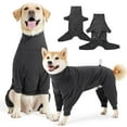 thumbnail image 1 of ROZKITCH Turtleneck Dog Sweater with Leash Hole Warm Pajamas Adjustable Pullover Pet Onesie for Fall and Winter Four-Legged Stretchy Dog Winter Coat for Small Medium and Large Dogs,Gray,M, 1 of 7