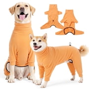 ROZKITCH Turtleneck Dog Sweater with Leash Hole Warm Pajamas Adjustable Pullover Pet Onesie for Fall and Winter Four-Legged Stretchy Dog Winter Coat for Small Medium and Large Dogs,Orange,XS