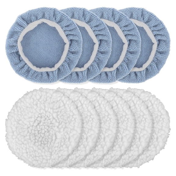 ROZYARD 10Pcs Car Circular Buffer Pads Lambskin Microfiber Polisher for Auto Detailing