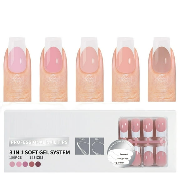 ROZYARD 150 Pieces French Tip Nail Set with Pre Tipped Base Full Cover Press on Nail