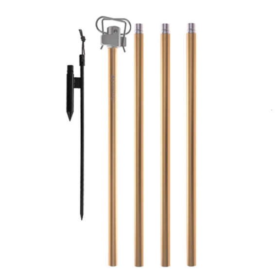 166cm Camping Light Rod Protable Outdoor Camping Lamp Stand Holder Folding Aluminum Alloy Double Hanging Hook with Stake