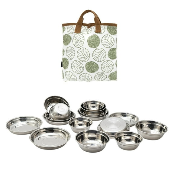 ROZYARD 16pcs Stainless Steel BBQ Dish Set Outdoor Camping Tableware Home Dinnerwares