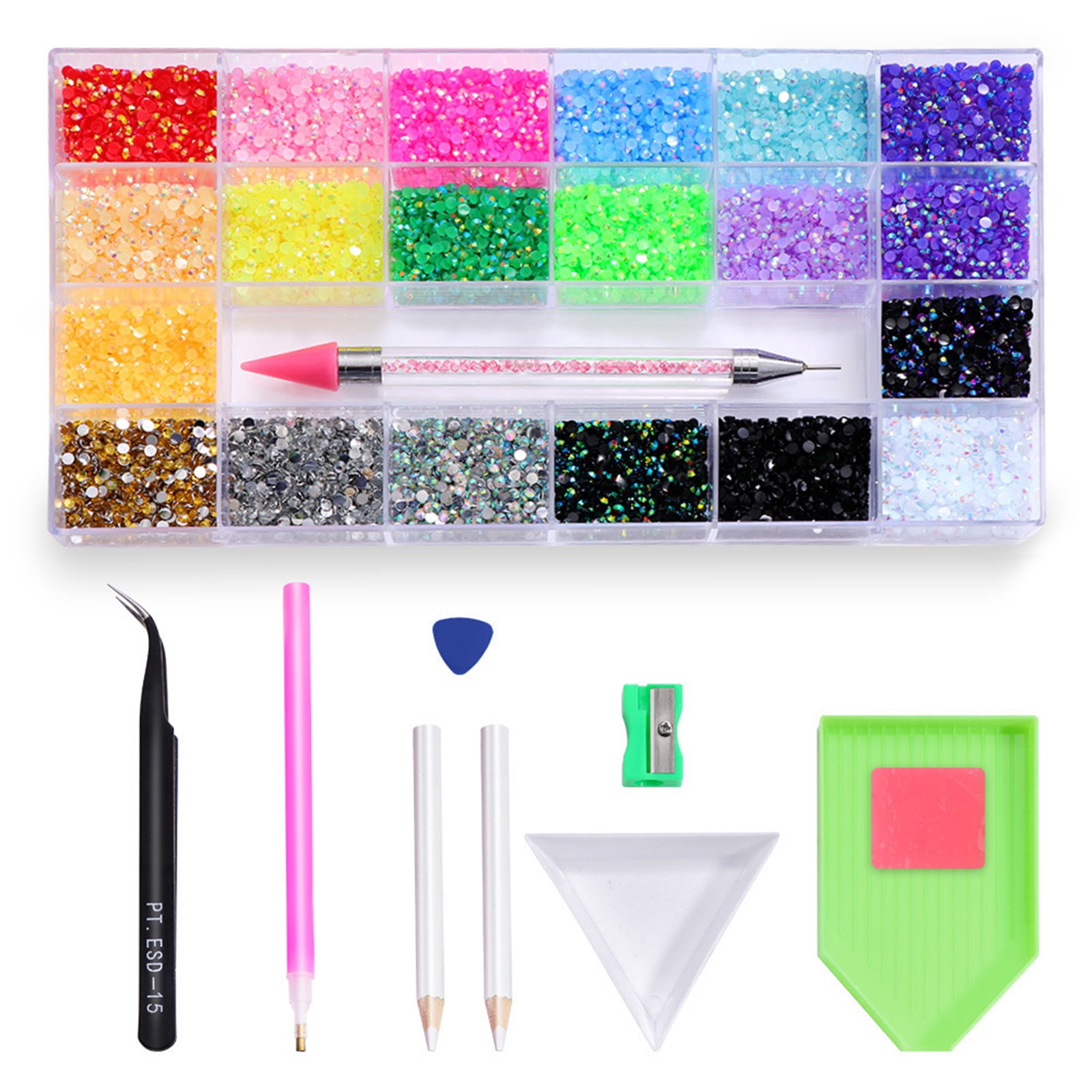 ROZYARD 20000pcs/Box 3mm AB Clear Resin Rhinestones Nail Art Crystal Kit With Glue