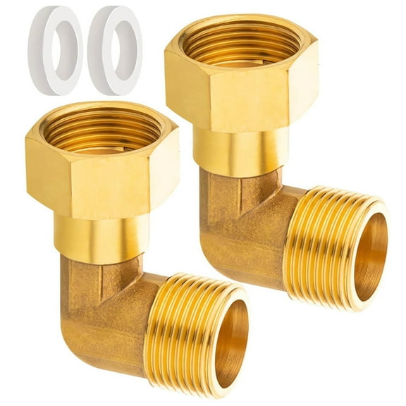 ROZYARD 2pcs Sturdy Brass 3/4 Inch 90 Degree Elbow Fitting Male to Female Thread Convenient for Household Water Pipe Use