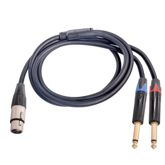 ROZYARD 3-Pin XLR Female to Dual 6.35mm 1/4'' TS Mono Microphone Patch Cable, XLR to Double 6.35mm TS Y Splitter Converter Cable
