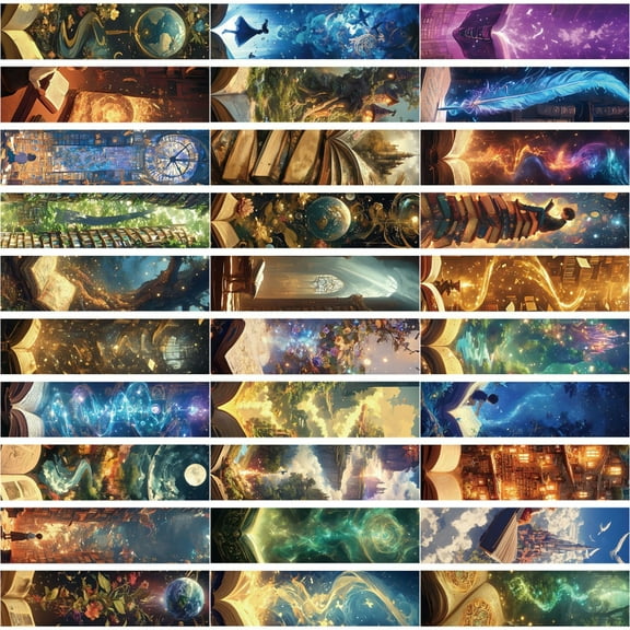 ROZYARD 30 Sheets/Set Fantasy Reading Bookmarks Creative Paper Bookmarks Aesthetic Page Marker Book Markers for Reading